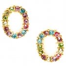 Multi Colored Earring Post Earring Crystal Studs Rings Textures Pave Set 10 Mm Drop 219205-0042GDMLT