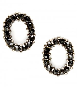 Black Earring Post Earring Crystal Studs Rings Textures Pave Set 10 Mm Drop / 219205-0042BNBLK