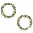 Green Earring Post Earring Crystal Studs Rings Texture Pave Set 15 Mm Drop / 219205-0036RDGRN