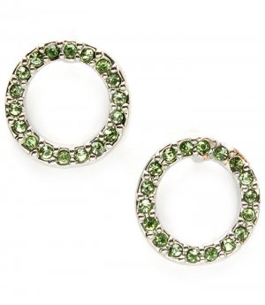 Green Earring Post Earring Crystal Studs Rings Texture Pave Set 15 Mm Drop / 219205-0036RDGRN