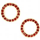 Red Earring Post Earring Crystal Studs Rings Texture Pave Set 15 Mm Drop / 219205-0036GDRED