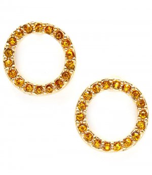 Brown Earring Post Earring Crystal Studs Rings Texture Pave Set 15 Mm Drop / 219205-0036GDBRO
