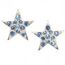 Blue Earring Post Earring Crystal Studs Texture Star 1 Inch Drop / 219205-0022RDBLU