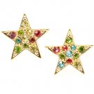 Multi Colored Earring Post Earring Crystal Studs Texture Star 1 Inch Drop / 219205-0022GDMLT