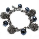 Blue Bracelet Toggle Charms Beads Mesh Wire Ball 7 1 2 Inch Long 219202-7110BNBLU