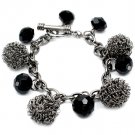 Black Bracelet Toggle Charms Beads Mesh Wire Ball 7 1 2 Inch Long 219202-7110BNBLK