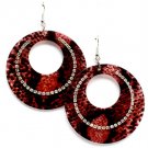 Purple Earring Fish Hook Linear Drop Hoop Acrylic Animal Print Crystal Studs 2 1 2 In 219105-7908PUR
