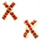 Red Earring Post Earring Crystal Studs Crossed 10 Mm Drop / 219105-0018GDRED