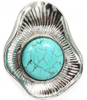 Turquoise Ring Adjsutable Stretch Turquoise Stone Texture Shell Cabochon 2 Inch Ta 2191018-1392SOTUQ
