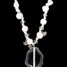 Clear Necklace Pendant Beads Acrylic Stone Faceted Multi Strand Cords Adjustable 2 3 2191014-7919CLR