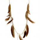 Brown Earring Linear Drop Earlaces Feather Tassel Metal Casting 15 Inch Drop 218195-8950TTBRO
