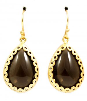 Black Earring Fish Hook Formica Tear Drop Texture 20 Mm Drop 218195-16381MGBKA
