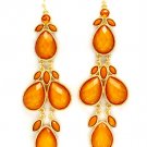 Brown Earring Fish Hook Formica Faceted Tear Drop Navette Cut Texture 3 3 4 Inch D 218195-12057MGBRO