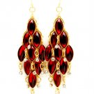 Red Earring Fish Hook Glass Stones Oval Texture Tassel Chandelier Drop Crystal Stu 218195-11308AGRED