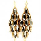 Gray Earring Fish Hook Glass Stones Oval Texture Tassel Chandelier Drop Crystal St 218195-11304GDGRY