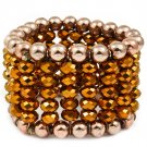 Gold Colored Bracelet Stretch Beads Mixed Beads Multi Strands 1 3 4 Inch Width 218192-10427COGOD