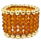 Brown Bracelet Stretch Beads Mixed Beads Multi Strands 1 3 4 Inch Width 218192-10419GDBRO