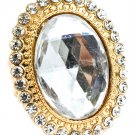Clear Ring Adjustable Stretch Glass Stone Faceted Crystal Studs Texture 1 1 2 Inc 2181918-12194GDCLR