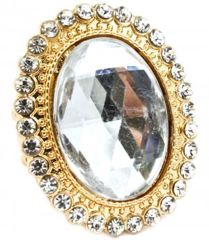 Clear Ring Adjustable Stretch Glass Stone Faceted Crystal Studs Texture 1 1 2 Inc 2181918-12194GDCLR