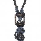 Black Necklace Multi Strands Cords Mixed Beads Knotted Tied 7 Inch Pendant 20 Inch 2181914-249369BLK