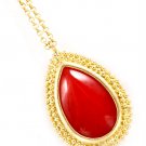 Coral Necklace Penant Formica Tear Drop Texture 1 1 2 Inch Pendant 18 Inch Long 2181914-16356GDCOL