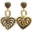 Gold Colored Earring Post Earring Metal Casting Texture Hearts 1 1 2 Inch Drop 21695-3348AGGOD