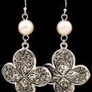 White Earring Fish Hook Faux Pearl Texture 2 Inch Drop 21695-3167ASWHT