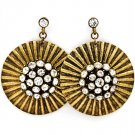 Clear Earring Post Earring Glass Stones Metal Disc Texture 2 Inch Drop 21695-2290BOCLR