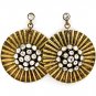Clear Earring Post Earring Glass Stones Metal Disc Texture 2 Inch Drop 21695-2290BOCLR