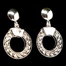 Silver Colored Earring Linear Drop Pierced Texture Rope Metal Ring 1 1 2 Inch Drop / 21695-2276RDSIV