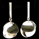 Silver Colored Earring Linear Drop Metal Disk Metal Bar 2 Inch Drop / 21695-2158RDSIV