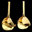 Gold Colored Earring Linear Drop Metal Disk Metal Bar 2 Inch Drop / 21695-2158GDGOD