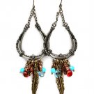 Multi Colored Earring Fish Hook Chandelier Drop Horse Shoe Charms Formica Leaves Pea 21695-2082SOMLT