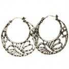 Silver Colored Earring Pin Catch Filigree Tear Drop Texture Crescent 1 1 2 Inch Drop 21695-2076SOSIV