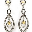 Silver Colored Earring Post Earring Linear Drop Metal Casting Texture Twisted Navett 21695-1061TTSIV