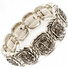 Black Bracelet Stretch Square Shapes Crystal Studs Texture 18 Mm Width 21692-3093ASBKA