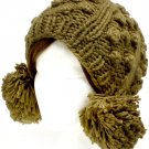 Green Hat And Cap Knit Trappers Pompoms Cold Weather 100% Acrylic One Size / 21318-99109GRN