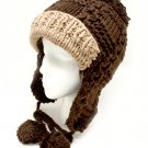 Brown Hat And Cap Knit Trappers Pompoms Cold Weather 100% Acrylic One Size / 21318-99101BRO