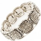 Clear Bracelet Stretch Square Shapes Crystal Studs Texture 18 Mm Width 21692-3093ASCLR