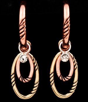 Clear Earring Post Earring Glass Stones Oval Texture 2 Inch Drop 210155-0947THCLR