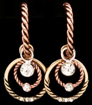 Clear Earring Post Earring Hoops Glass Stones Multiple Hoops Texture 2 Inch Drop 210155-0937THCLR