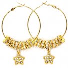 Clear Earring Pin Catch Rondelle Crystal Studs Stars Hoop Pave Set 2 Inch Drop 210155-0913GDCLR