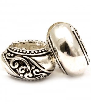 Silver Colored Earring Pin Catch Double Sided Earring Texture 18 Mm Drop 210155-0881ASSIV