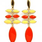 Orange Earring Post Earring Crystal Studs Enamel Navette Linear Drop 2 3 4 Inch Dro 210155-0832GDORG