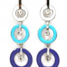 Blue Earring Post Earring Crystal Studs Enamel Rings 2 1 2 Inch Drop 210155-0830RDBLU