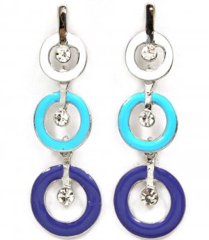 Blue Earring Post Earring Crystal Studs Enamel Rings 2 1 2 Inch Drop 210155-0830RDBLU