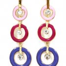 Multi Colored Earring Post Earring Crystal Studs Enamel Rings 2 1 2 Inch Drop 210155-0830GDMLT