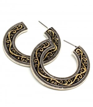 Gold Colored Earring Hoop Bridge Jewelry Texture 1 1 2 Inch Drop 210155-0744TTGOD