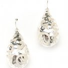 Silver Colored Earring Fish Hook Metal Casting Tear Drop Pierced Texture 1 1 4 Inch 210155-0599SVSIV