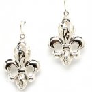 Silver Colored Earring Fish Hook Metal Casting Fleur De Lys Pierced 1 1 2 Inch Drop 210155-0597SVSIV